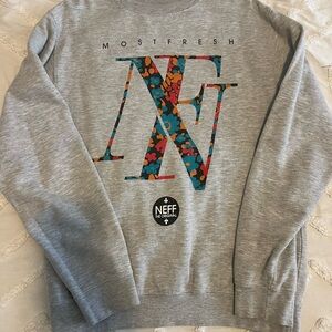 Neff Gray Floral Logo Sweatshirt